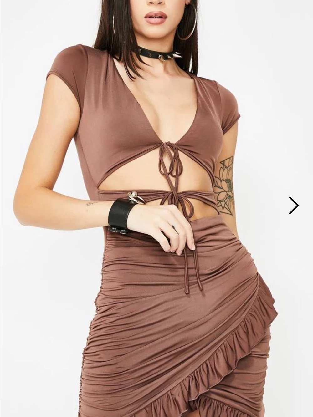 I.AM.GIA Brown Greta Mini Dress with Cutouts